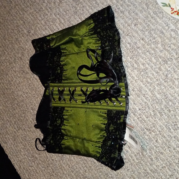 Authentic Green Overlay Overbust Couture Corset - Picture 3 of 5